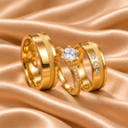Par de Alianças Elegance em Ouro 12K 6Mm 10 Gramas + Solitário W12