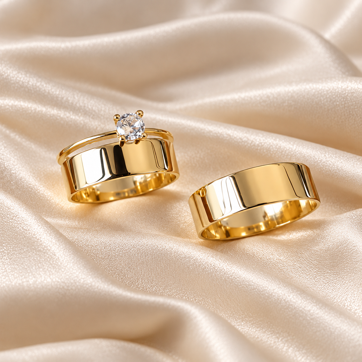 Combo Aliancas Reta 10 Gramas 6Mm Com Revestimento Duplo Ouro18K Solitario Liso Garantia Eterna
