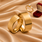 Combo Alianca Casamento Ouro 12K 8Mm 15 Gramas Par W11 Solitario liso