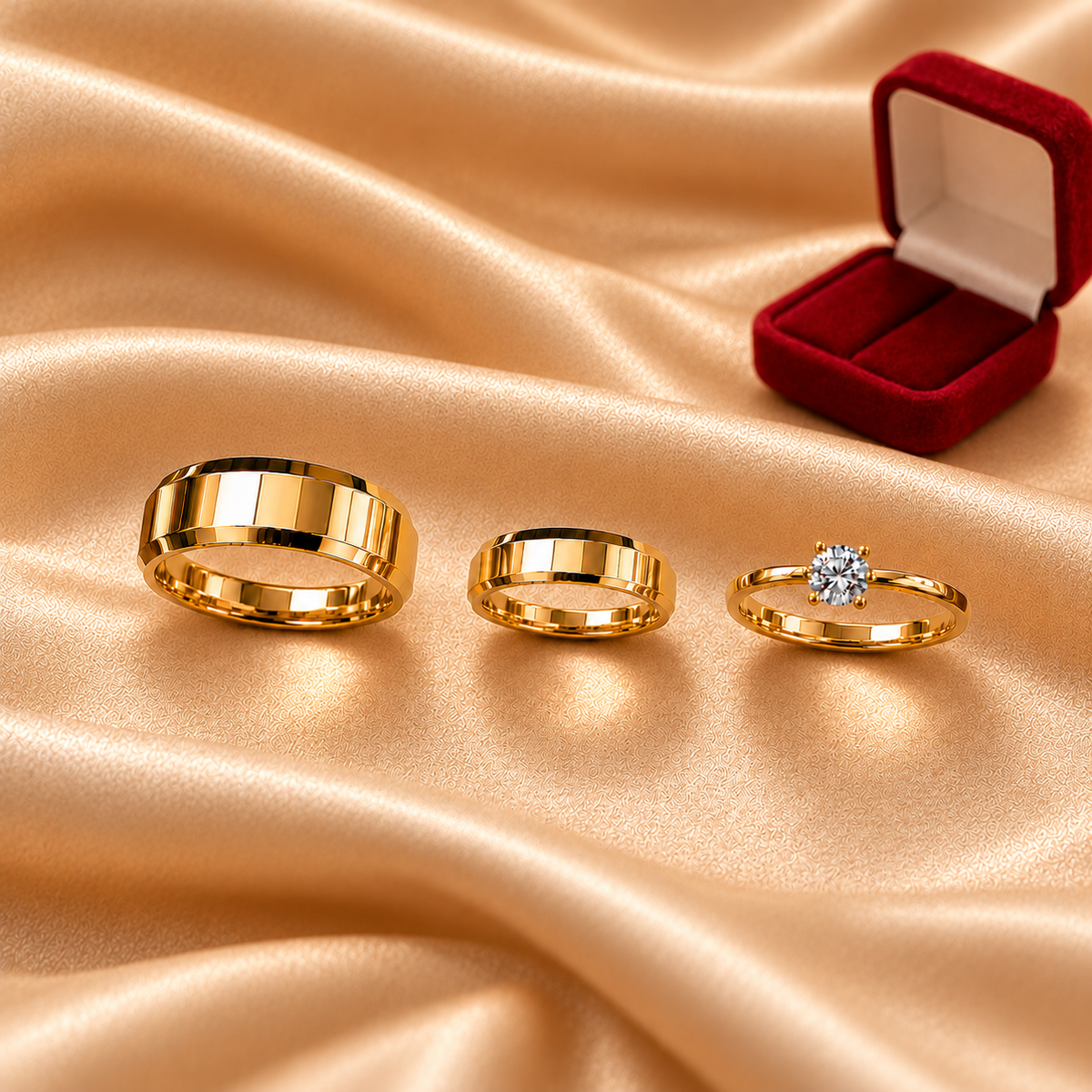 Combo Alianca Casamento Ouro 10K 6Mm 10 Gramas Par M3 Solitario Liso