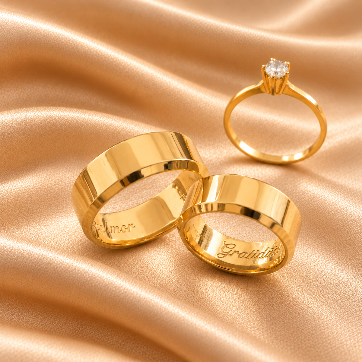 Par Alianca Casamento Ouro 10K 6Mm 10 Gramas Par P3