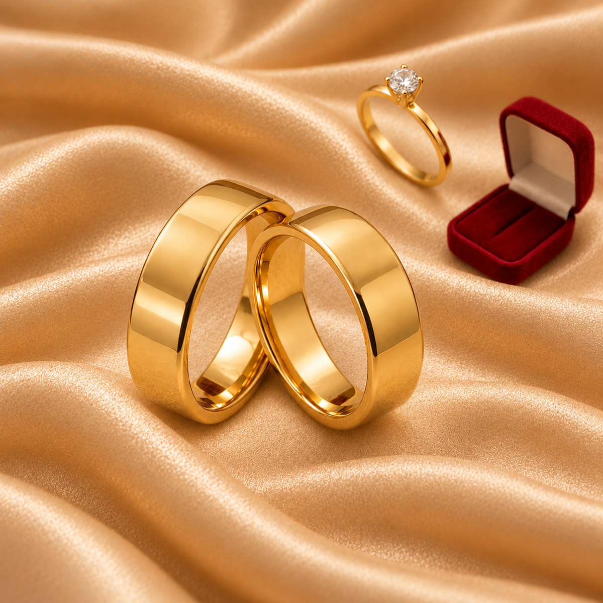 Combo Alianca Casamento Ouro 10K 8Mm 15 Gramas Par M46 Solitario liso
