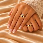 Combo Alianca Casamento Ouro 12K 6Mm 10 Gramas Par W6 Solitario Liso